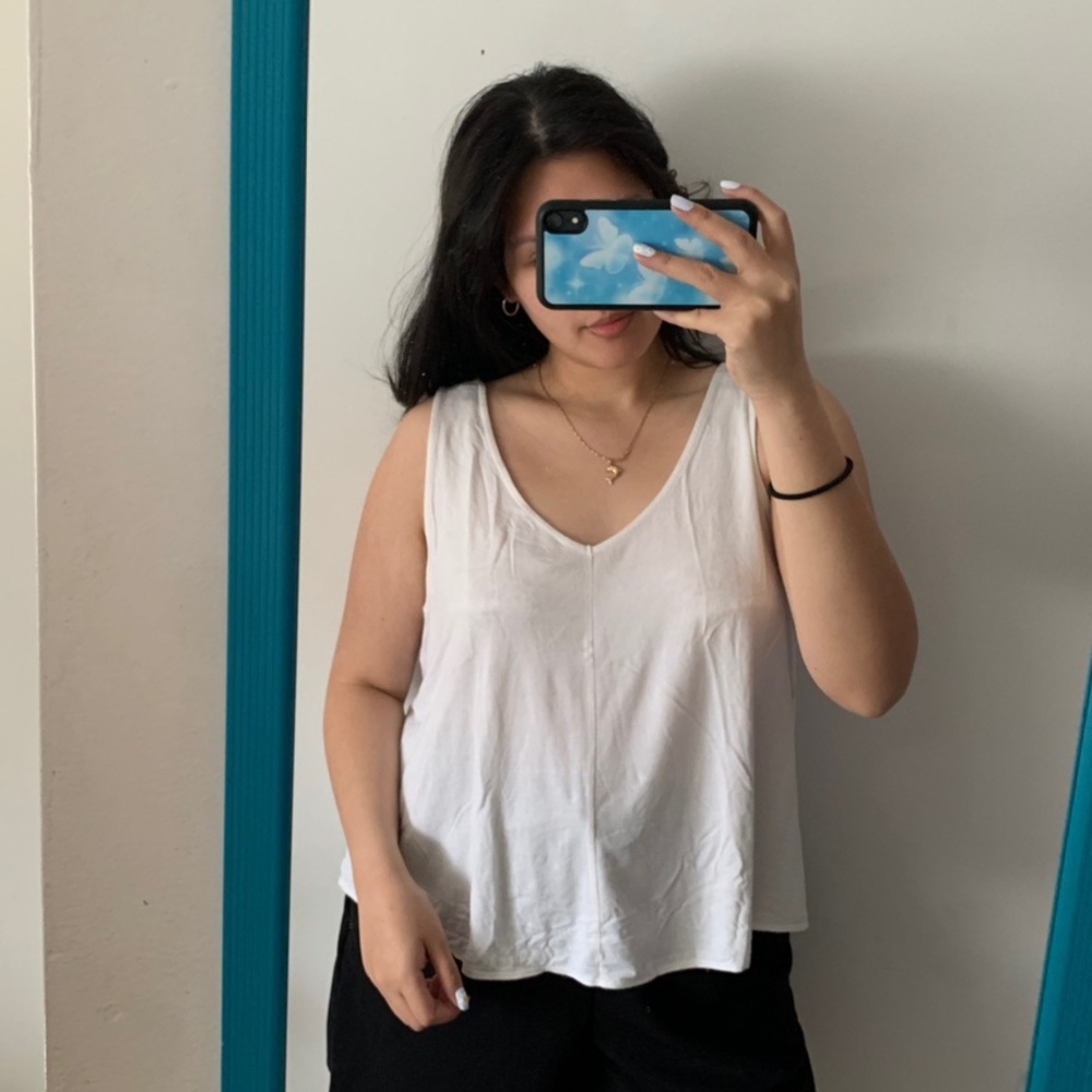 Topshop white flowy tank